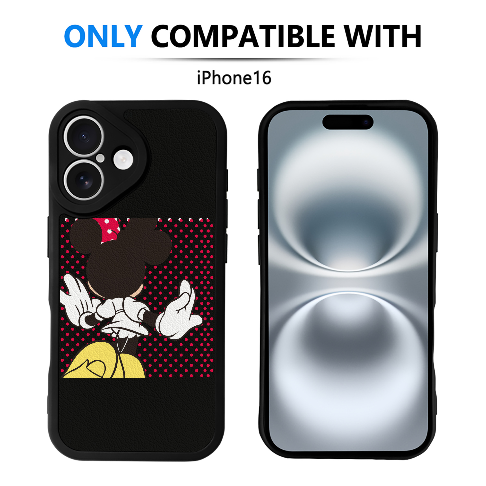 （画像用） ミッキーマウス Mickey Mouse 【iPhone 16シリーズ対応】シリコンスマホケース（レザー調） 材質：シリコン
